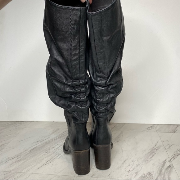 New! Free People Black Leather Heeled Tall Boot 8 1/2 - Picture 3 of 14